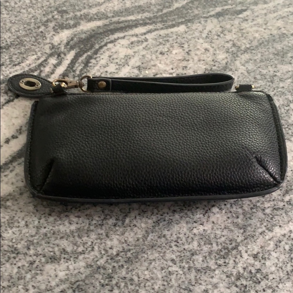 Black thick leather Wristlet